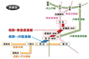 「相鉄・東急直通線」「相鉄・JR直通線」の路線図（鉄道・運輸機構サイトより）