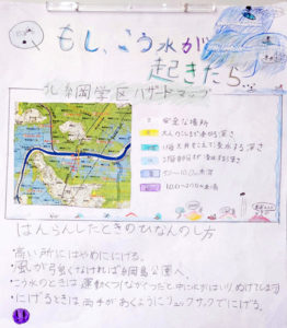 北綱島小では、「ハザードマップ」で水害対策の学習も（港北区「水と緑の学校」サイトより）