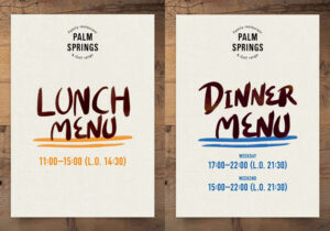 「パームスプリングス（PALM SPRINGS）」では6月よりランチとディナーの「グランドメニュー」がフル刷新。メニュー表も新しく生まれ変わった（同店提供）
