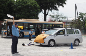 時速30kmで走行する車がブレーキをかけてからストップできるまでの距離も12mとなった。ダミー人形がはじき飛ばされるという衝撃シーンも