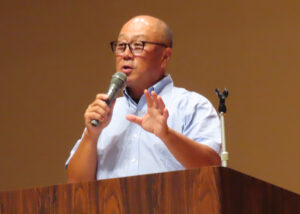 榊原専務理事はいつもの熱い語り口で「日本一盛り上がる」神奈川県で試合ができる喜びを感じてもらいたいとの想いを伝えていた