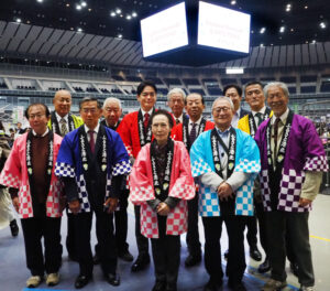 山中竹春横浜市長も来場、港北区連合町内会の皆さん、竹下幸紀港北区長、福地茂横浜市会議員と